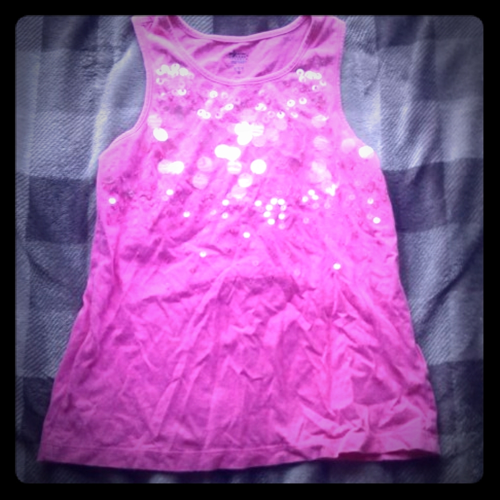 A shimmery tank top